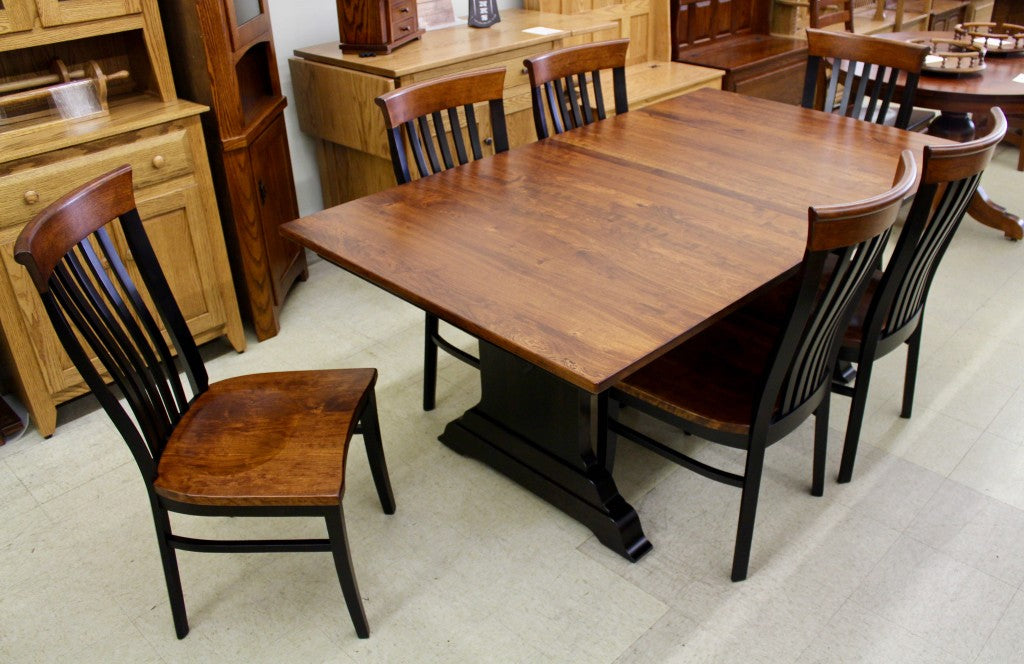 Hoover Double Pedestal Table in Rustic Cherry and Two Tone Finish