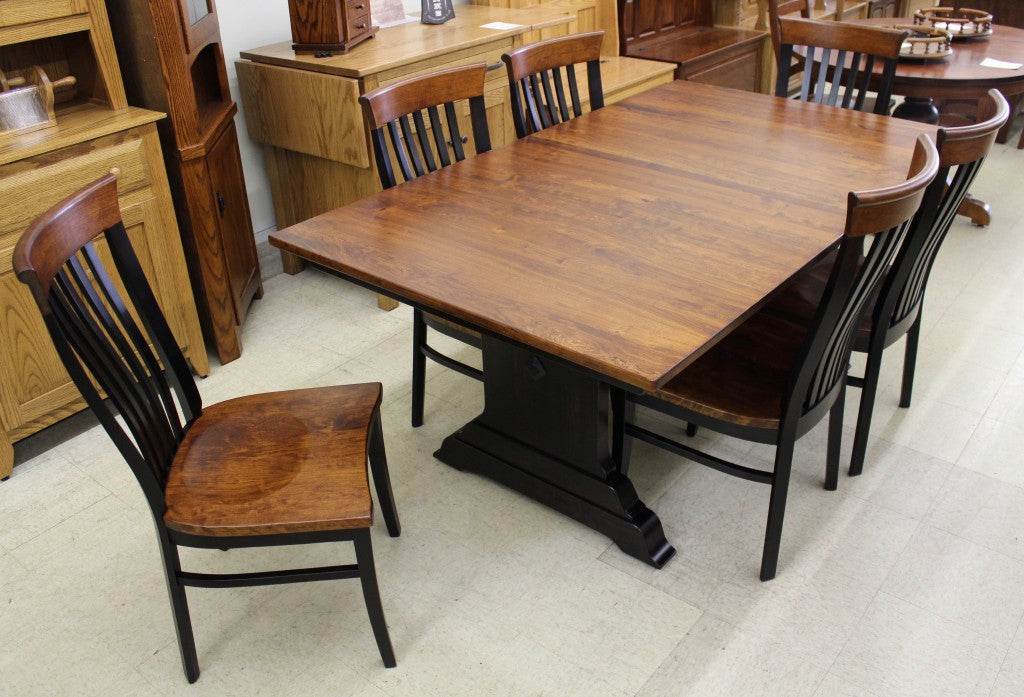 Hoover Double Pedestal Table in Rustic Cherry and Two Tone Finish