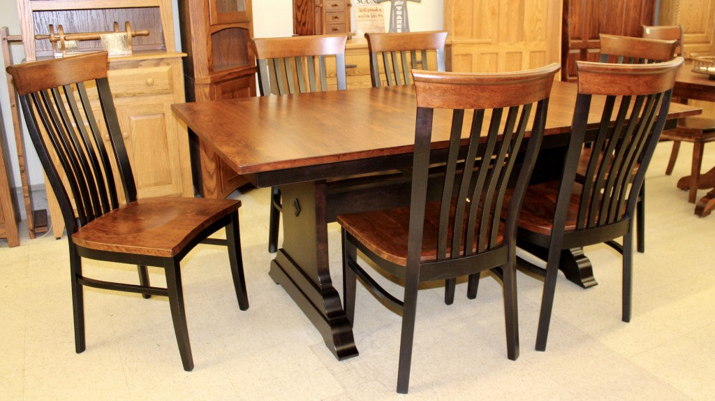 Hoover Double Pedestal Table in Rustic Cherry and Two Tone Finish