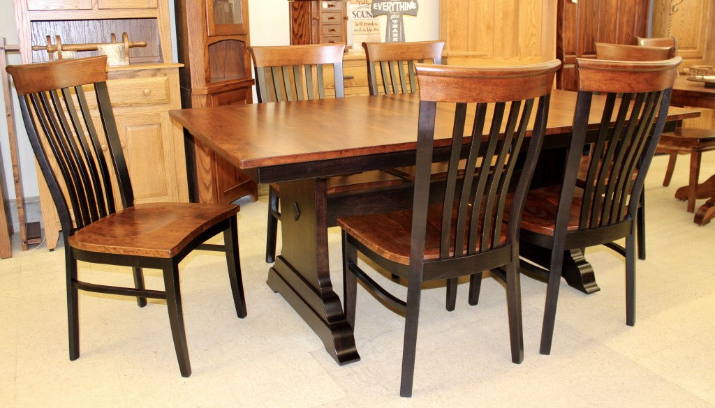 Hoover Double Pedestal Table in Rustic Cherry and Two Tone Finish