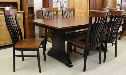 Hoover Double Pedestal Table in Rustic Cherry and Two Tone Finish