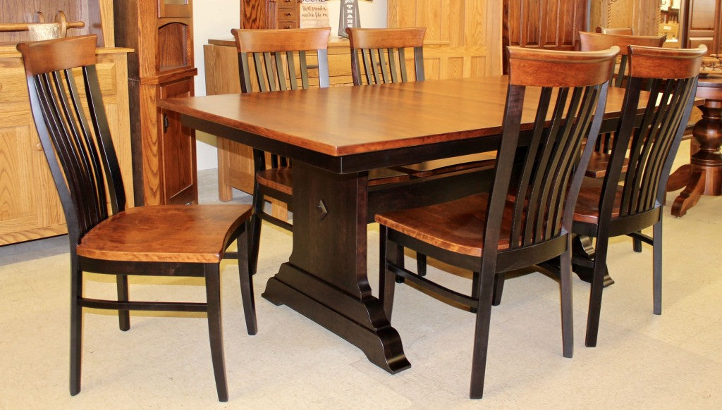 Hoover Double Pedestal Table in Rustic Cherry and Two Tone Finish