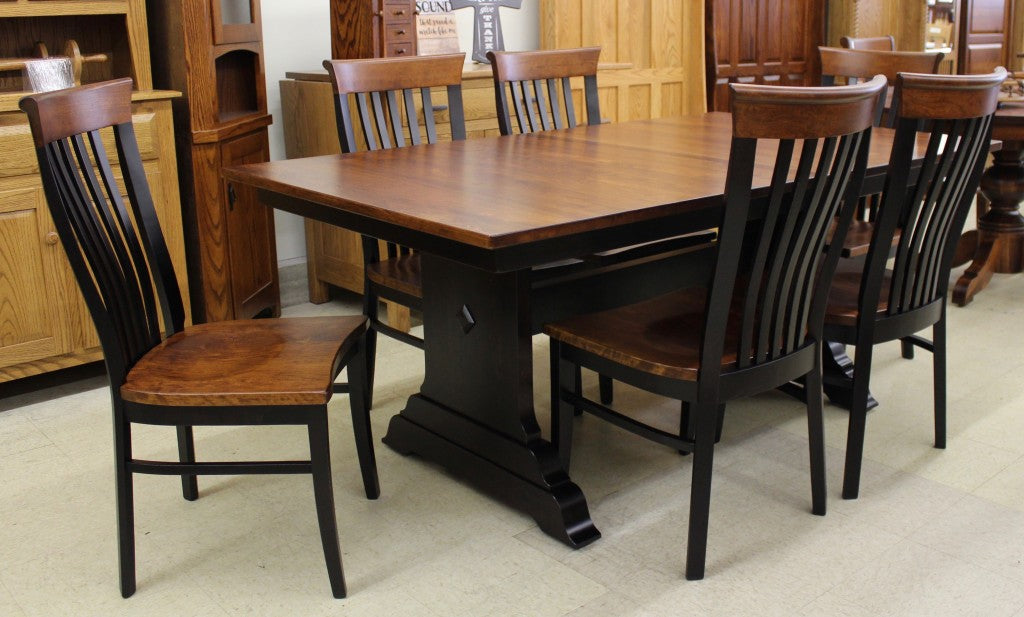 Hoover Double Pedestal Table in Rustic Cherry and Two Tone Finish