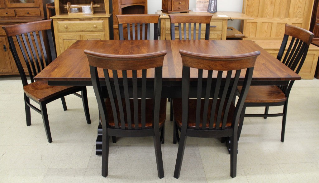 Hoover Double Pedestal Table in Rustic Cherry and Two Tone Finish