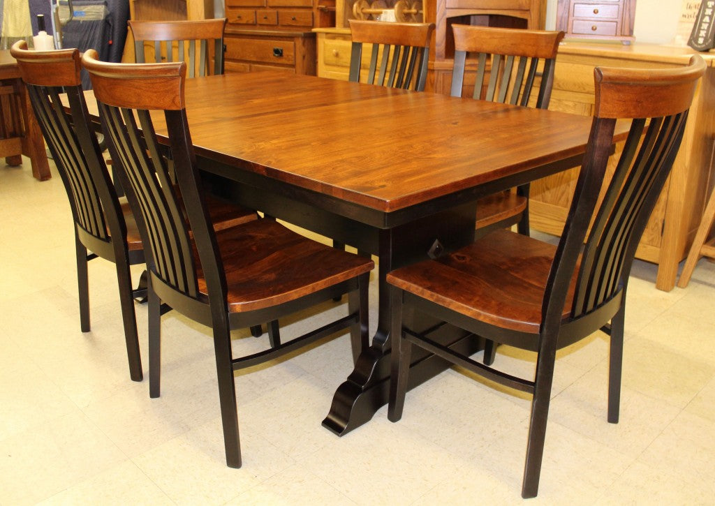 Hoover Double Pedestal Table in Rustic Cherry and Two Tone Finish