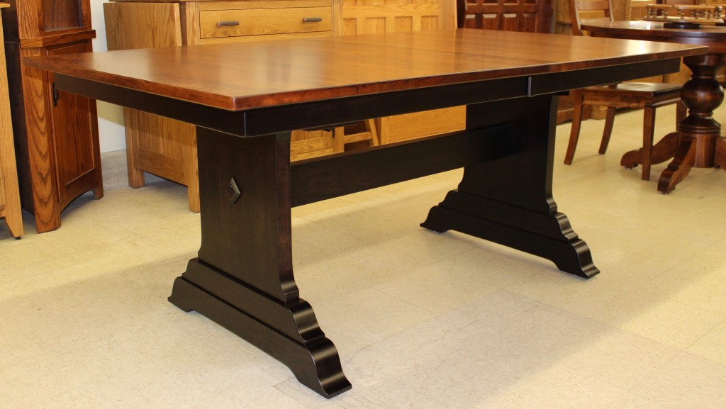 Hoover Double Pedestal Table in Rustic Cherry and Two Tone Finish