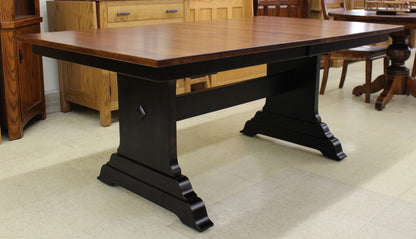 Hoover Double Pedestal Table in Rustic Cherry and Two Tone Finish