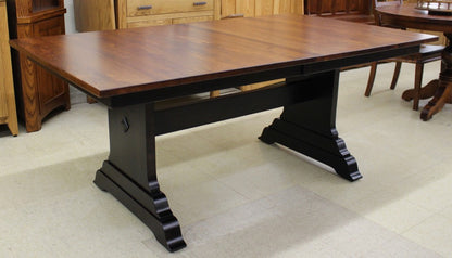 Hoover Double Pedestal Table in Rustic Cherry and Two Tone Finish