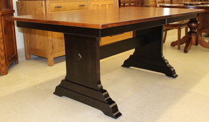 Hoover Double Pedestal Table in Rustic Cherry and Two Tone Finish