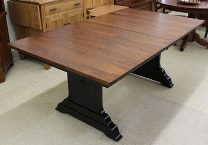 Hoover Double Pedestal Table in Rustic Cherry and Two Tone Finish