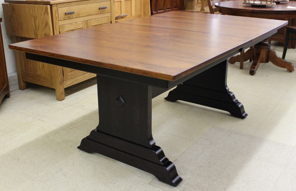 Hoover Double Pedestal Table in Rustic Cherry and Two Tone Finish