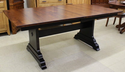 Hoover Double Pedestal Table in Rustic Cherry and Two Tone Finish