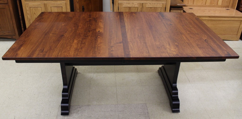 Hoover Double Pedestal Table in Rustic Cherry and Two Tone Finish