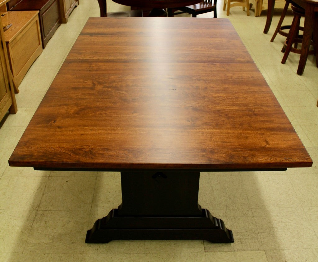 Hoover Double Pedestal Table in Rustic Cherry and Two Tone Finish