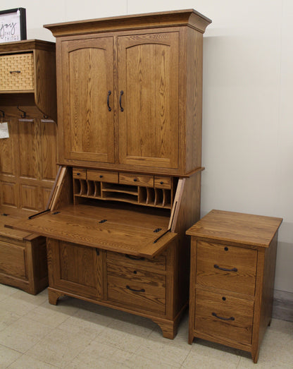 Deluxe Mission Secretary Desk with Hutch Top