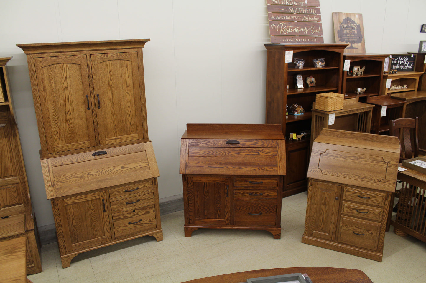 Deluxe Mission Secretary Desk with Hutch Top