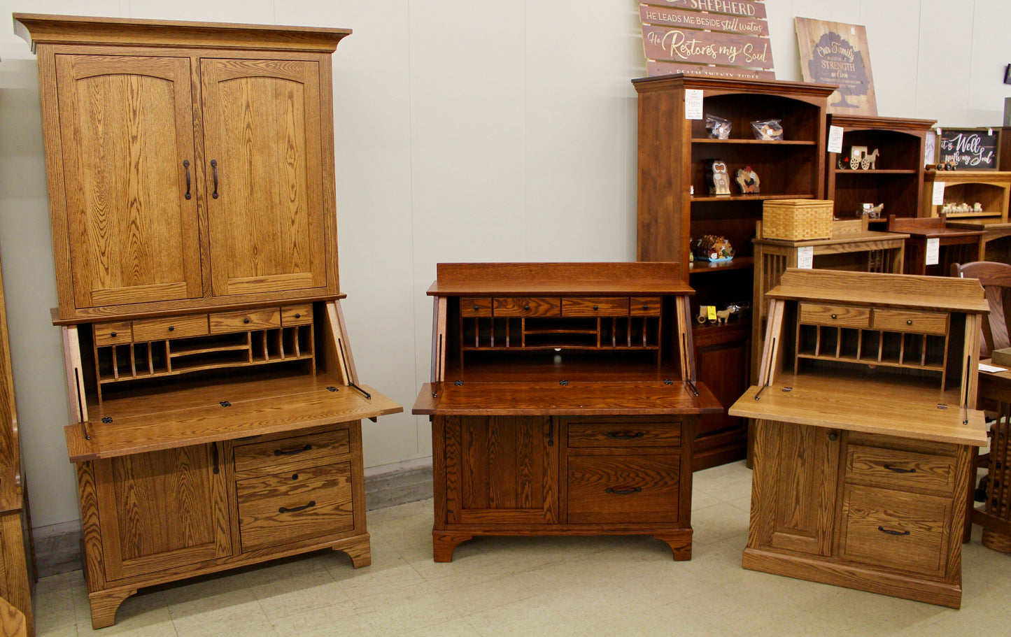 Deluxe Mission Secretary Desk with Hutch Top