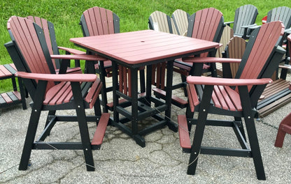 Poly 44″ Square Bar Height Table and Adirondack Chair Set