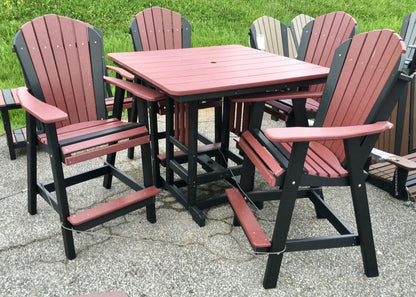 Poly 44″ Square Bar Height Table and Adirondack Chair Set