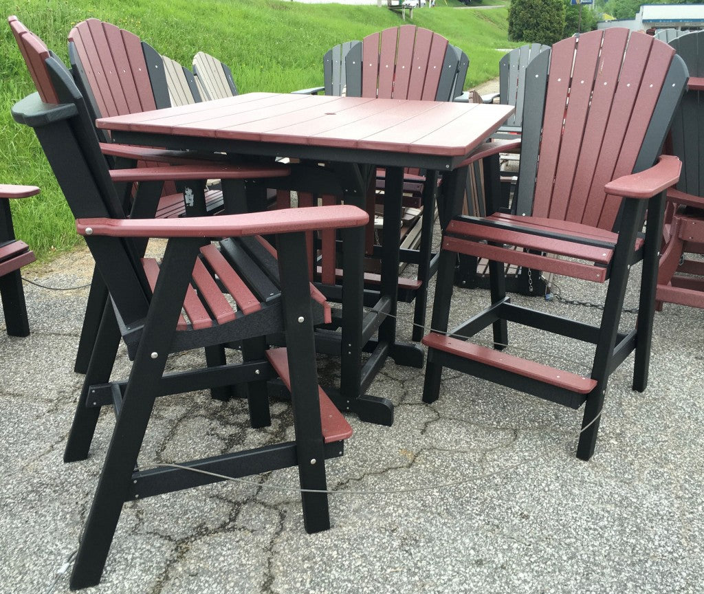 Poly 44″ Square Bar Height Table and Adirondack Chair Set