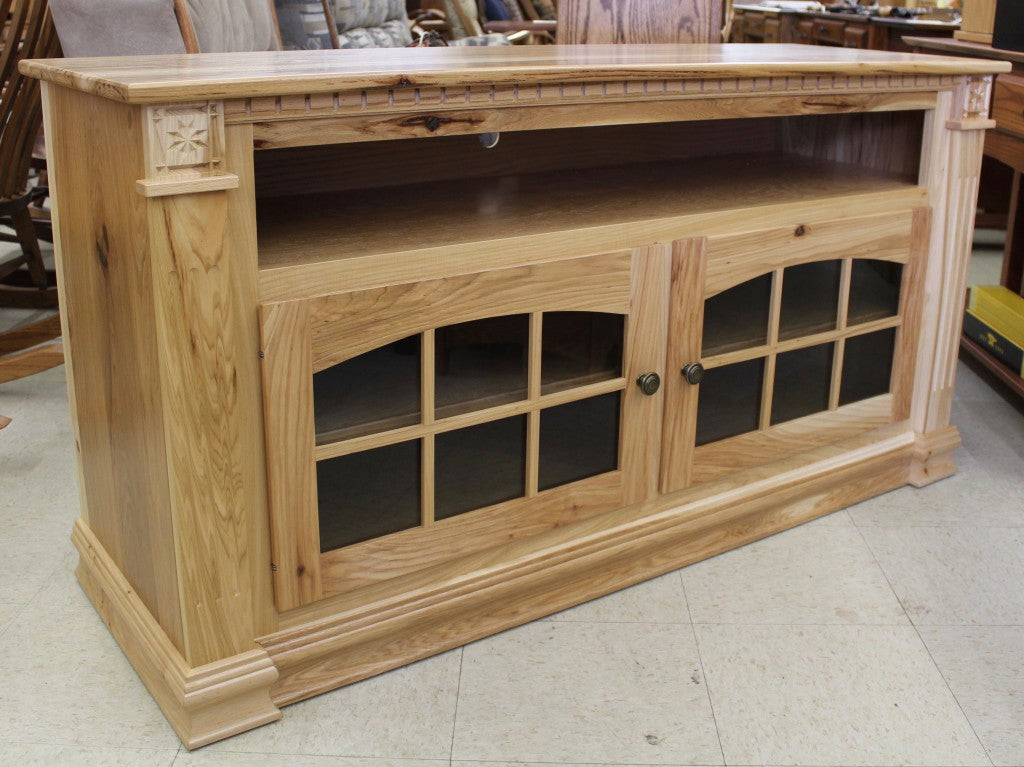 Deluxe 56″  TV Stand with Open VCR in Rustic Hickory