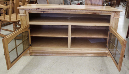 Deluxe 56″  TV Stand with Open VCR in Rustic Hickory