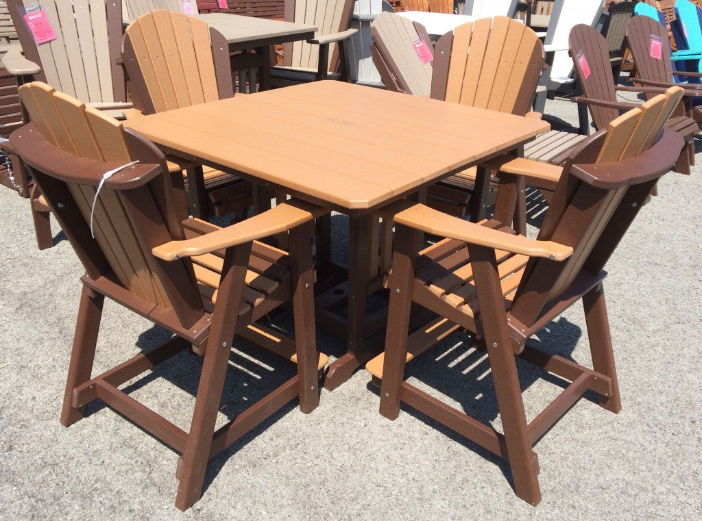 Poly 44″ Square Counter Height Table and Adirondack Chair Set