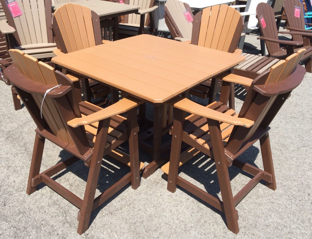 Poly 44″ Square Counter Height Table and Adirondack Chair Set