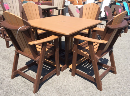 Poly 44″ Square Counter Height Table and Adirondack Chair Set