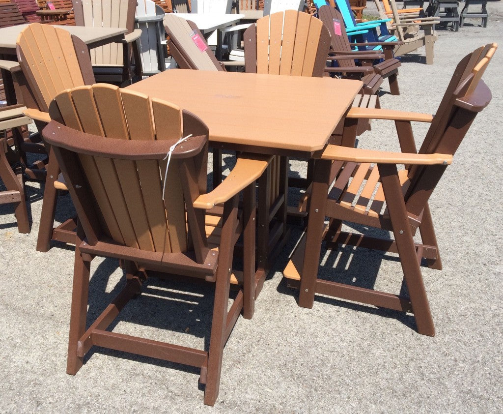 Poly 44″ Square Counter Height Table and Adirondack Chair Set