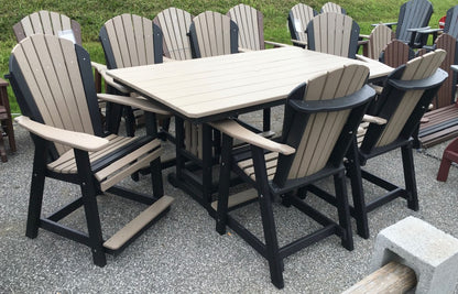 Poly 44″ x 72″ Rectangular Counter Height Table and Adirondack Dining Chair