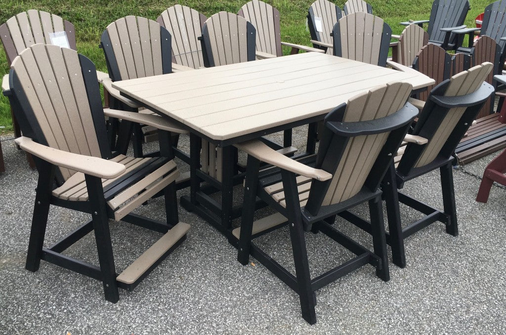 Poly 44″ x 72″ Rectangular Counter Height Table and Adirondack Dining Chair