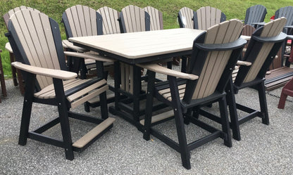 Poly 44″ x 72″ Rectangular Counter Height Table and Adirondack Dining Chair