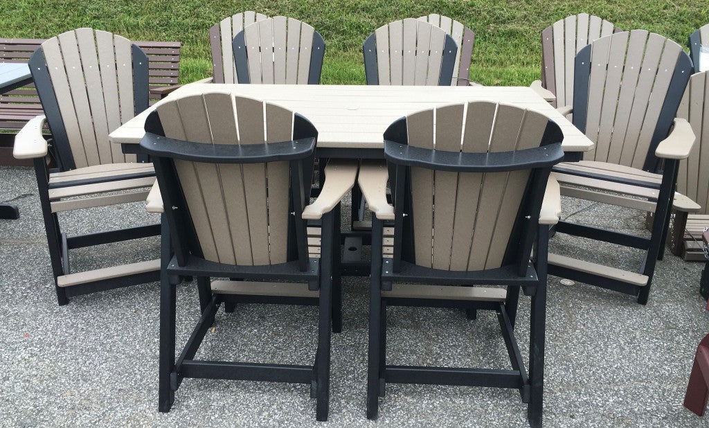 Poly 44″ x 72″ Rectangular Counter Height Table and Adirondack Dining Chair