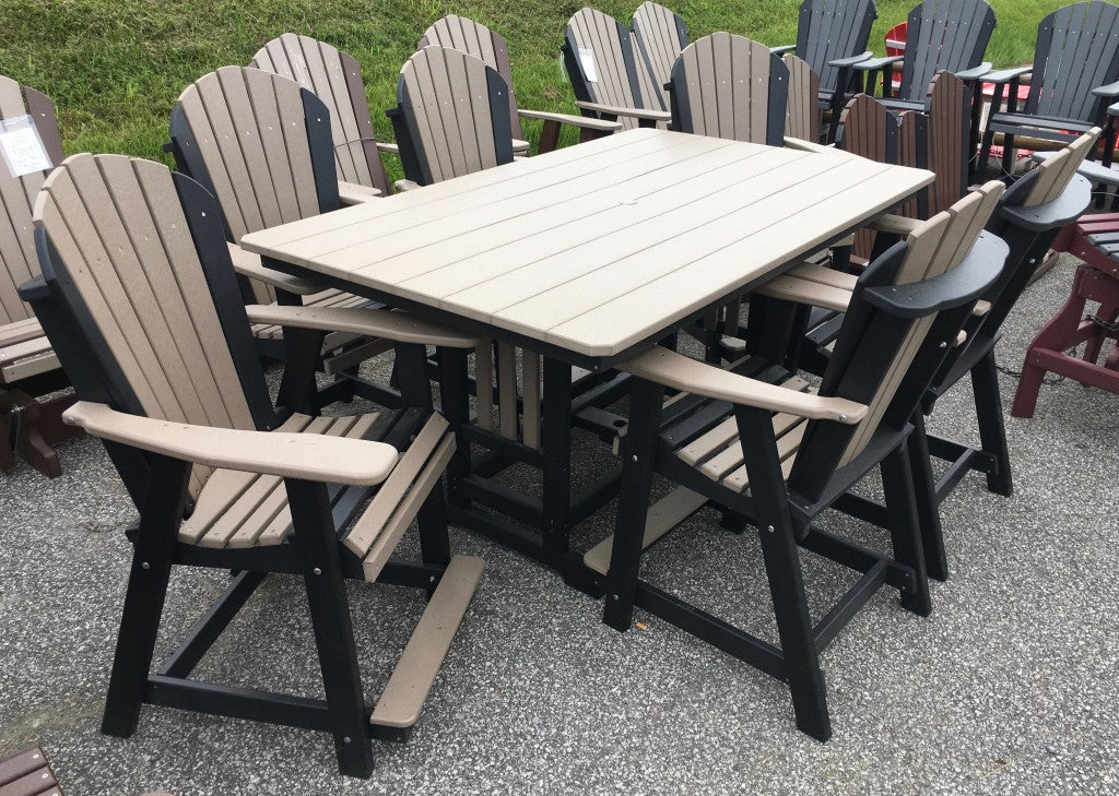 Poly 44″ x 72″ Rectangular Counter Height Table and Adirondack Dining Chair