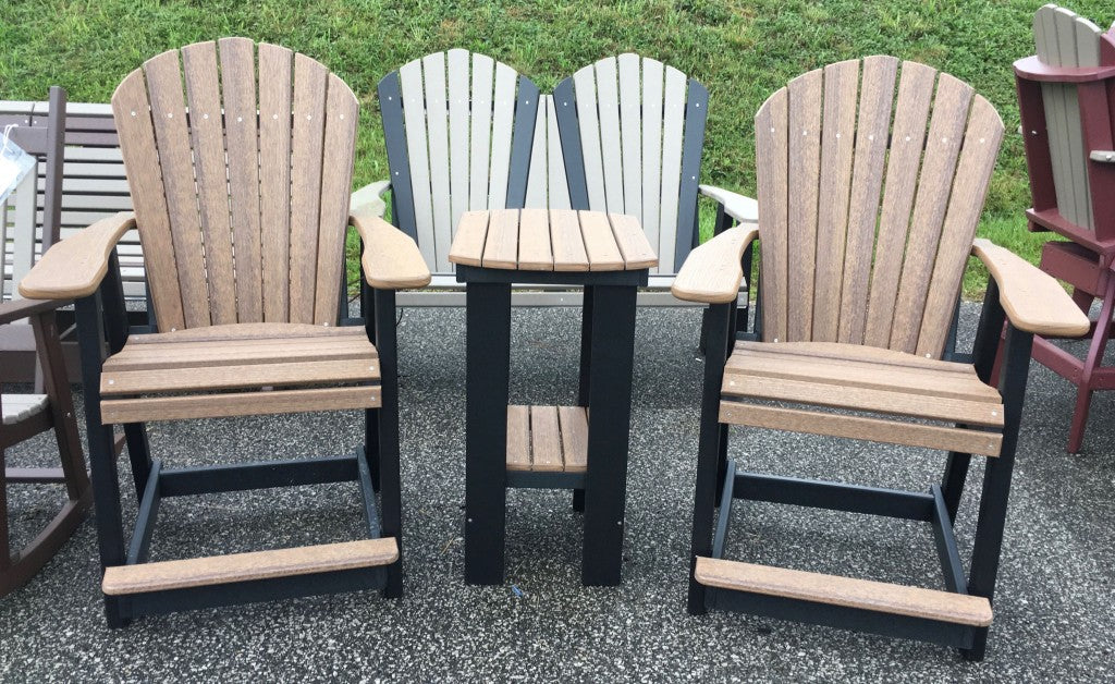 Poly Adirondack Counter Height Table and Chair Set in Antique Mahogany