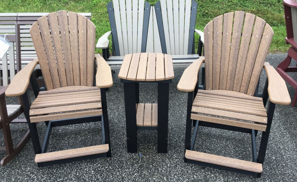 Poly Adirondack Counter Height Table and Chair Set in Antique Mahogany