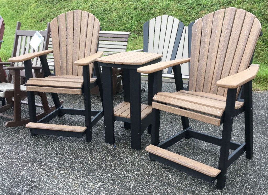 Poly Adirondack Counter Height Table and Chair Set in Antique Mahogany