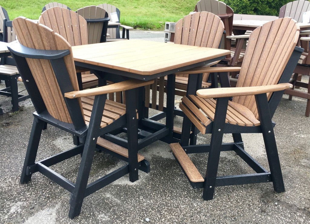 Poly 44″ Square Counter Height Table and Adirondack Chair Set