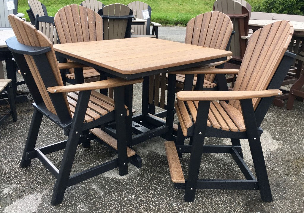 Poly 44″ Square Counter Height Table and Adirondack Chair Set