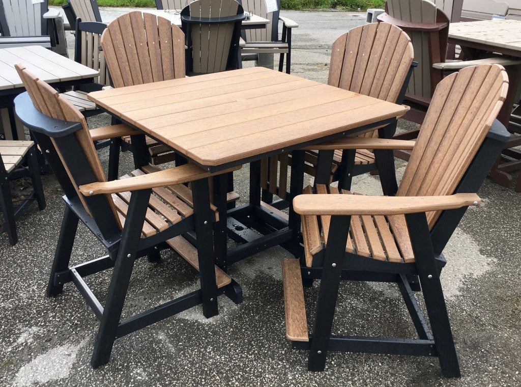 Poly 44″ Square Counter Height Table and Adirondack Chair Set