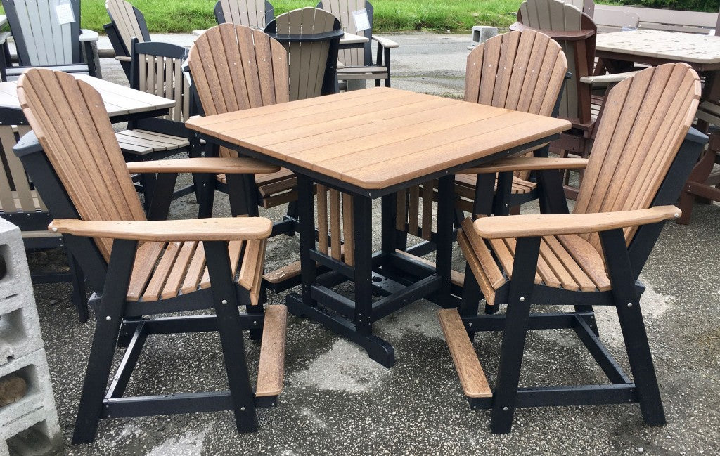 Poly 44″ Square Counter Height Table and Adirondack Chair Set