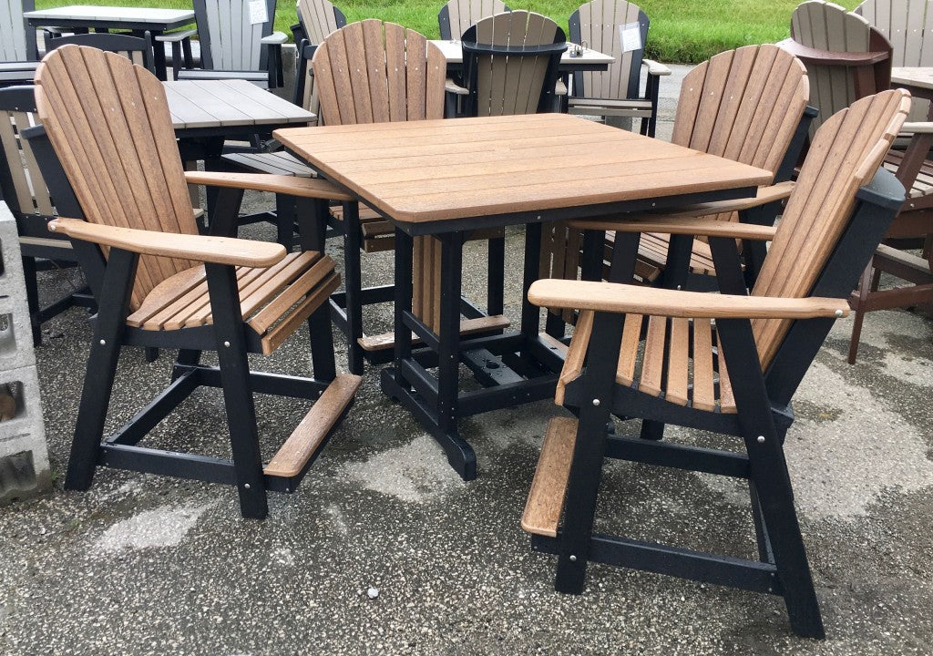 Poly 44″ Square Counter Height Table and Adirondack Chair Set