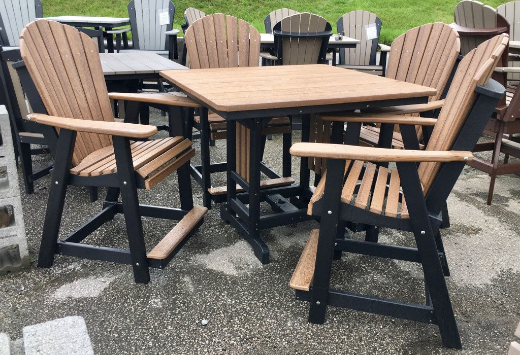 Poly 44″ Square Counter Height Table and Adirondack Chair Set