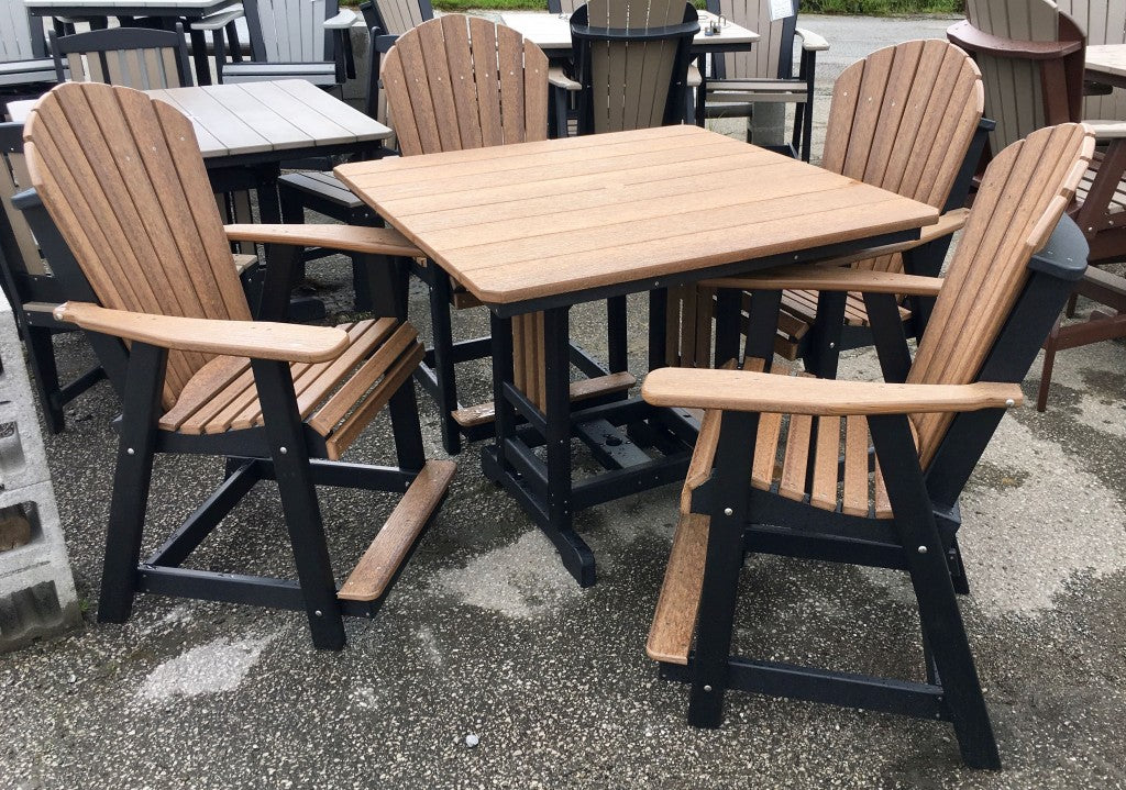 Poly 44″ Square Counter Height Table and Adirondack Chair Set