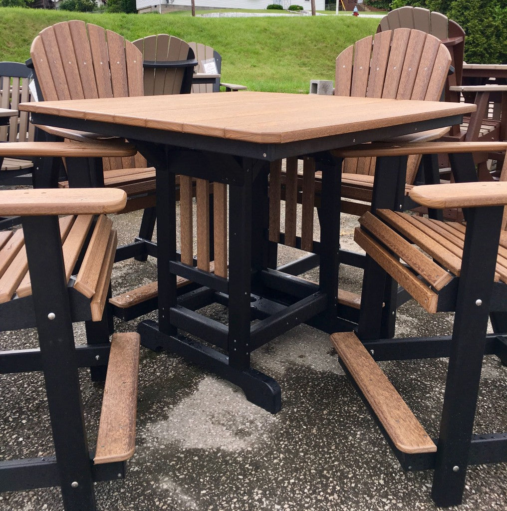 Poly 44″ Square Counter Height Table and Adirondack Chair Set