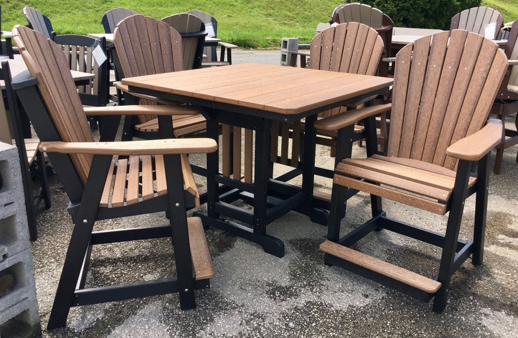 Poly 44″ Square Counter Height Table and Adirondack Chair Set