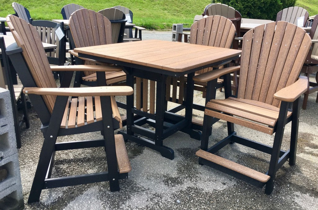 Poly 44″ Square Counter Height Table and Adirondack Chair Set