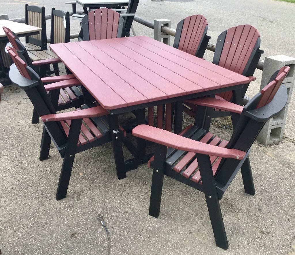 Poly 44″ x 72″ Rectangular Regular Height Table and Adirondack Dining Chair Set