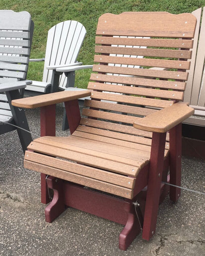 Poly Deluxe 2′ High Back Glider in Antique Mahogany on Cherry